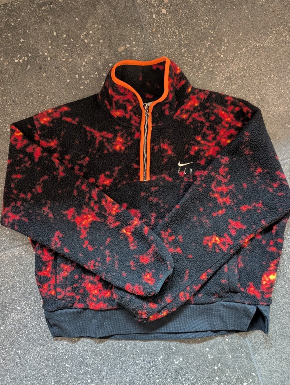 Nike Fly Black Fleece Zip-Up with Red & Orange Accent
